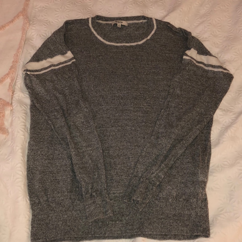 Madewell Size M Grey and White Sweater